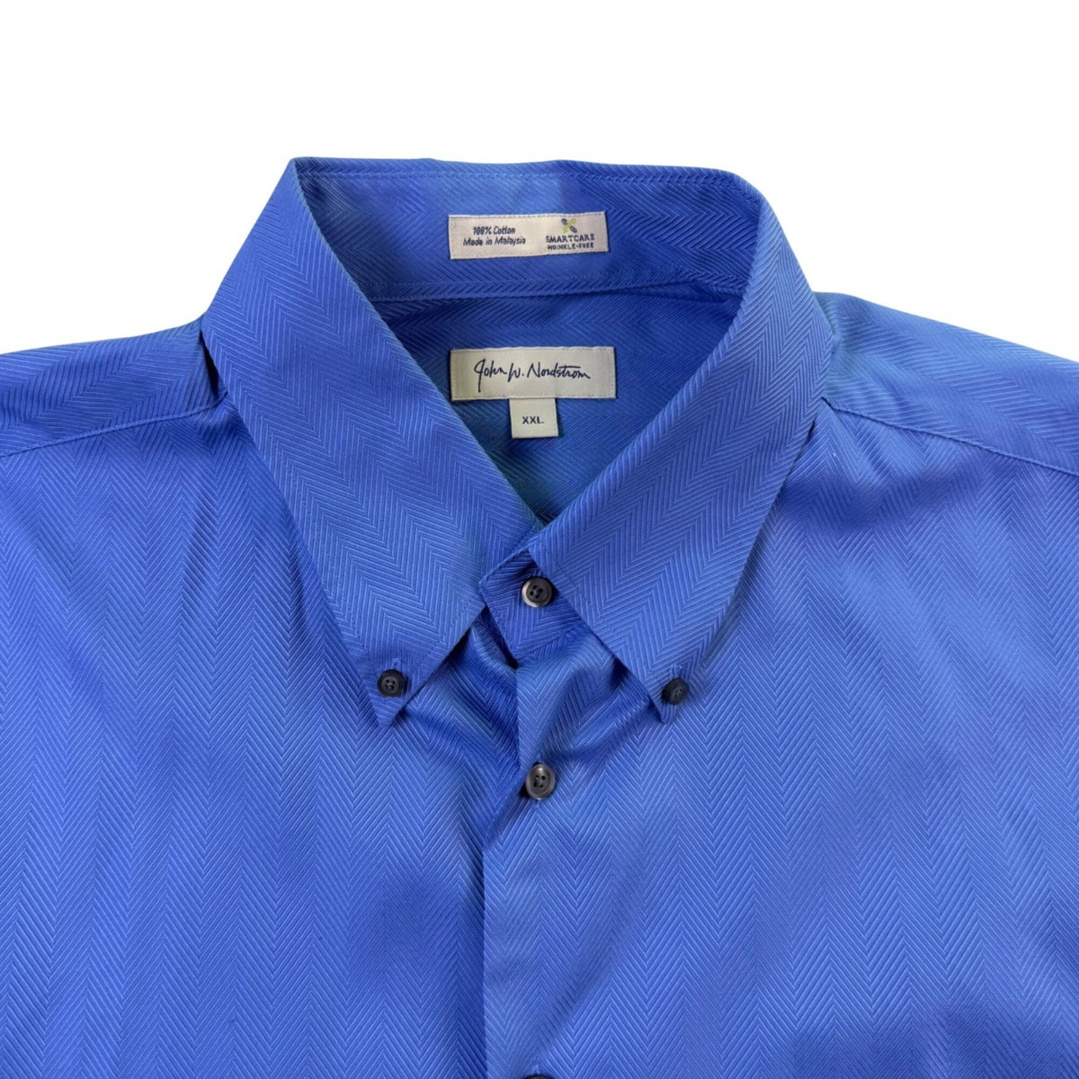 John W. Nordstrom Mens Blue Wrinkle-Free Button-Up Shirt Smartcare Size XXL