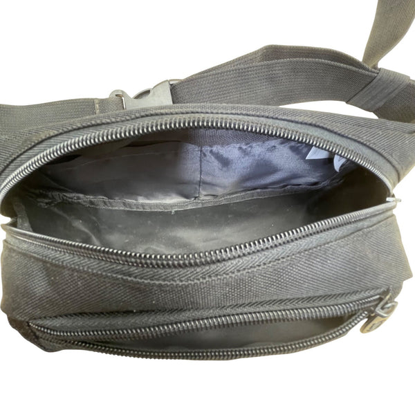 Fila Unisex Black Canvas Adjustable Strap Logo Waist Belt Bag