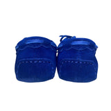 Talbots Women’s Blue Velvet Faux Fur-Lined Top Sider Moccasin Slippers Size 6M