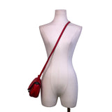 J.Crew Women’s Red Leather With Adjustable Crossbody Strap Saddle Bag