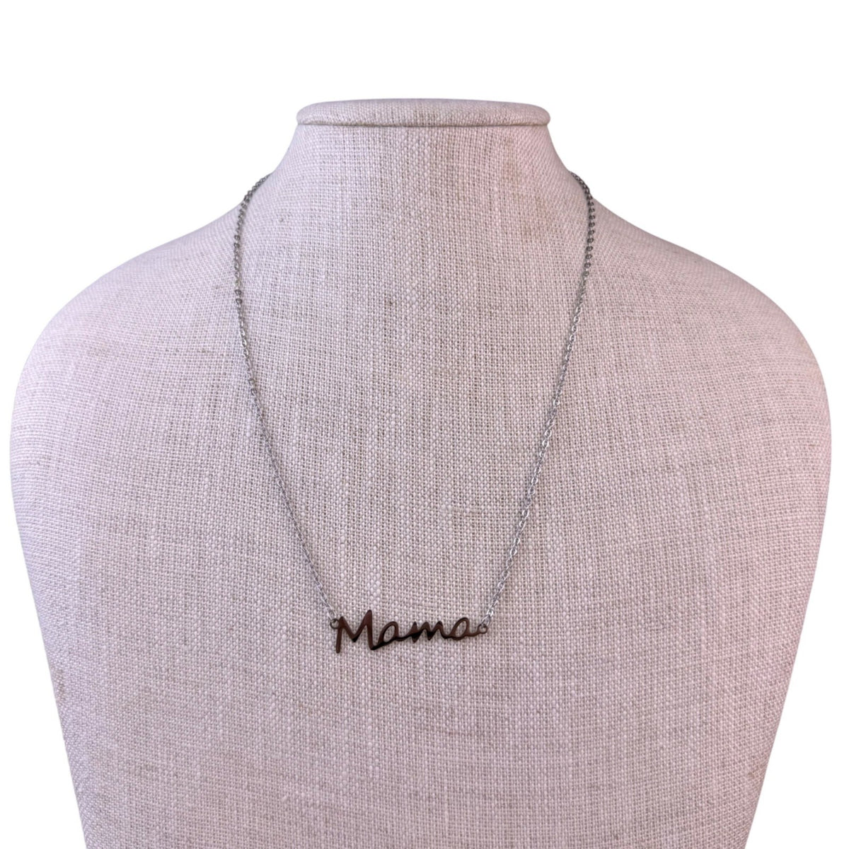 Isabella M. Womens Silver Tone Sterling Necklace Mama Script Design