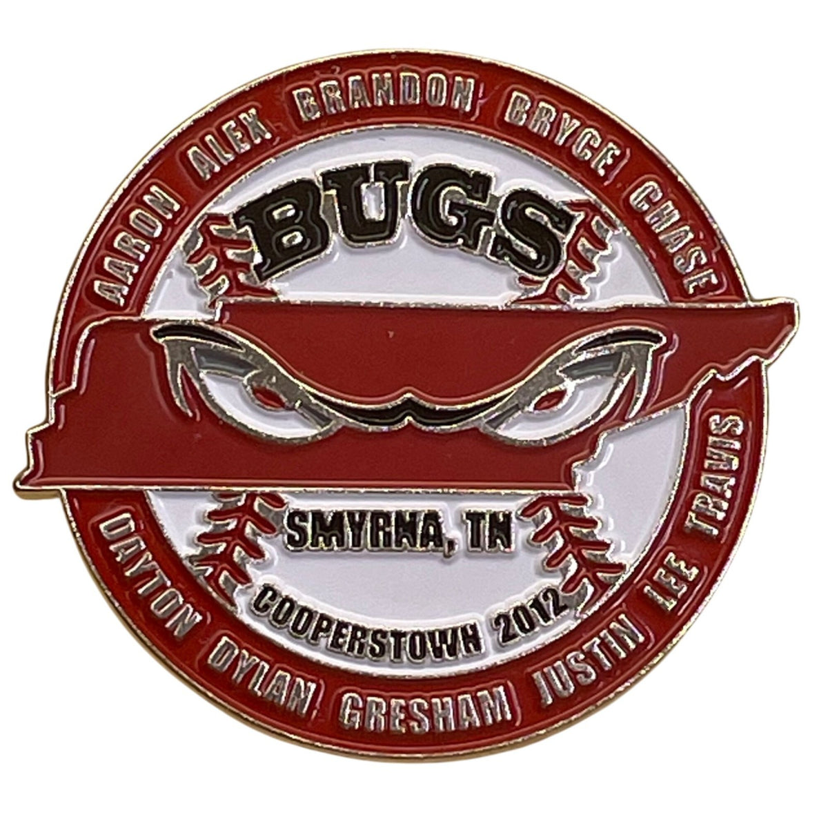 Bugs Smyrna TN Cooperstown 2012 Baseball Trading Pin Red & White Enamel 1.5" Col