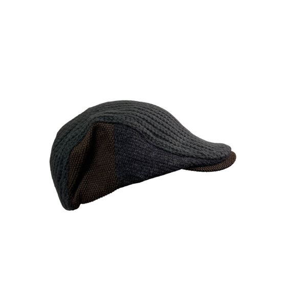 Trend Style Gray Wool-Blend Newsboy Cap Mens Brown Accents Warm Vintage Look