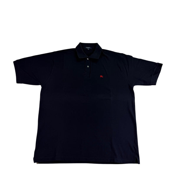 Mens Navy Blue Cotton Polo Shirt With Logo Embroidery Sz XL