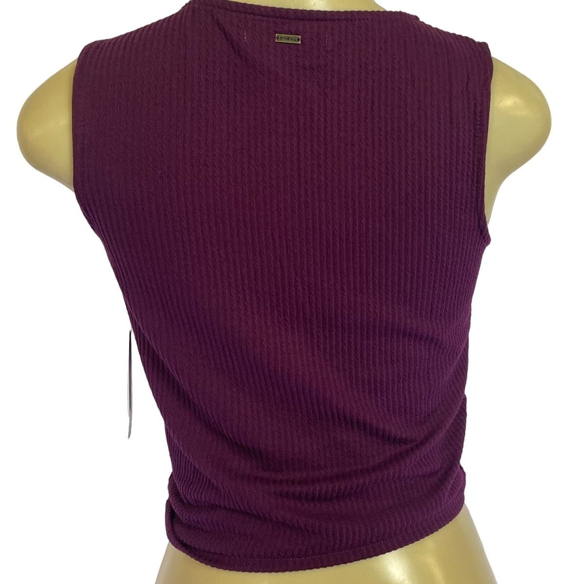 ONeill Purple Ribbed Knit Sleeveless Cropped Top Adjustable Drawstring New