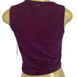 ONeill Purple Ribbed Knit Sleeveless Cropped Top Adjustable Drawstring New