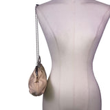 Lulu Townsend Women’s Beige Satin With Chain Strap  Pleated Clutch Evening Bag