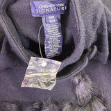 Jones New York Womens Black Wool Blend Faux Fur Trim Poncho Cape One Size