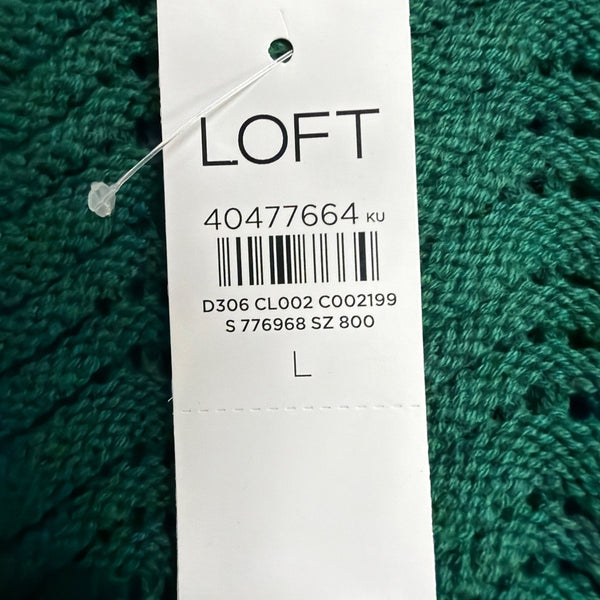 Loft Womens Green Cotton Sleeveless Crochet Knit Tank Top Size L