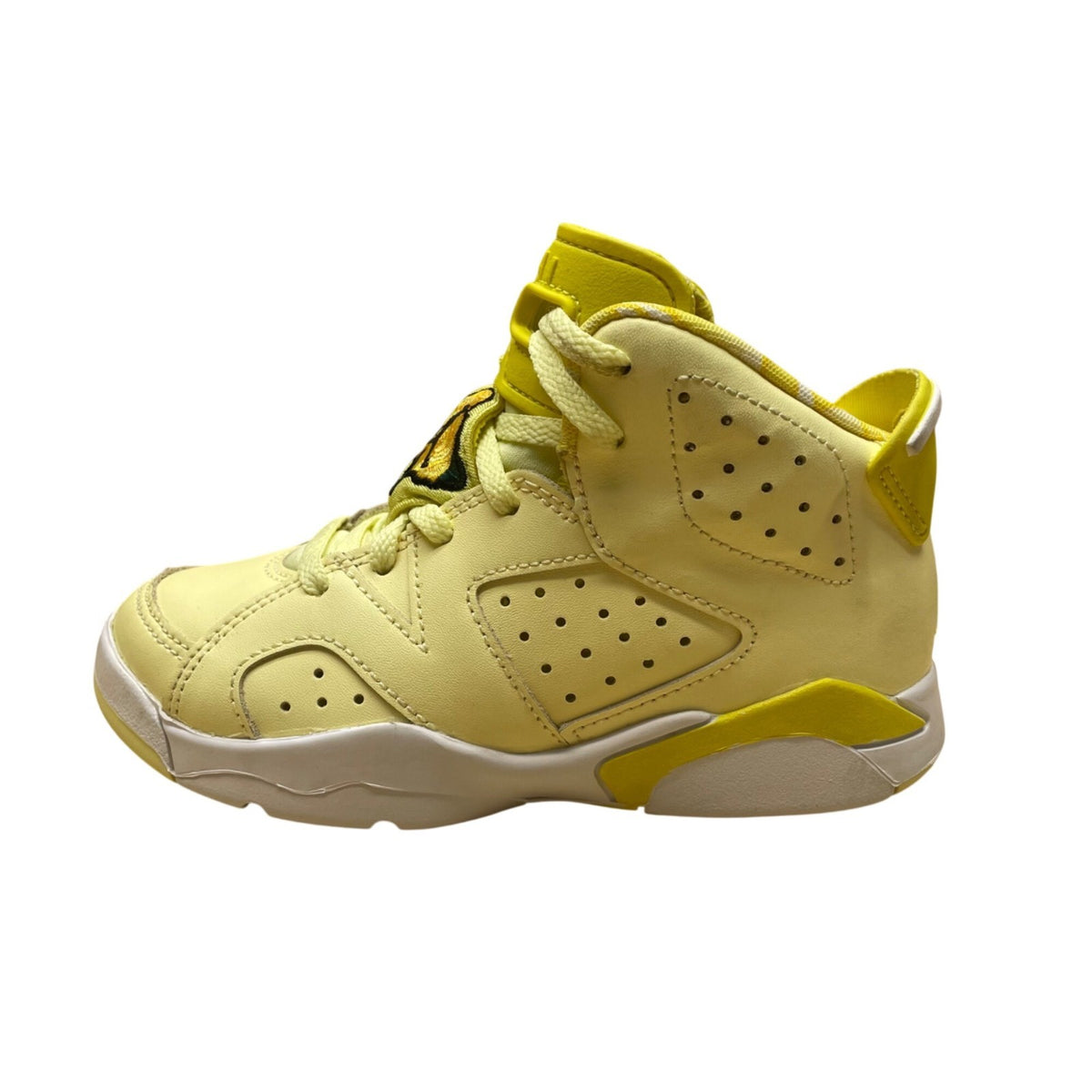 Air Jordan Kids Yellow Leather High-Top Basketball Shoes Size 11C