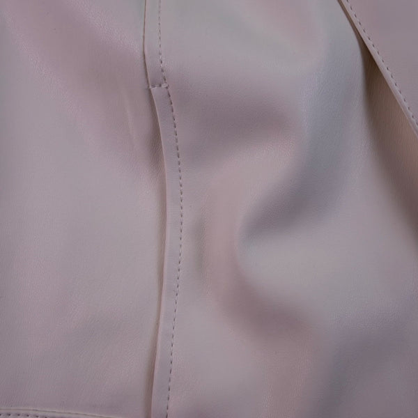 Isaac Mizrahi Live Womens Off-White Faux Leather Cropped Jacket US Size 16