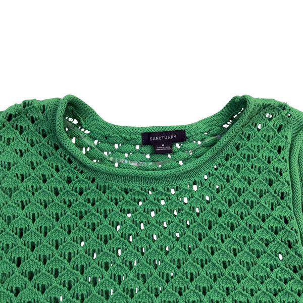 Sanctuary Womens Green Crochet Cotton Sleeveless Top Stylish Shirt Sz M