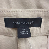 Ann Taylor Womens Beige Linen Blend Flare Dress Pants Size 10P