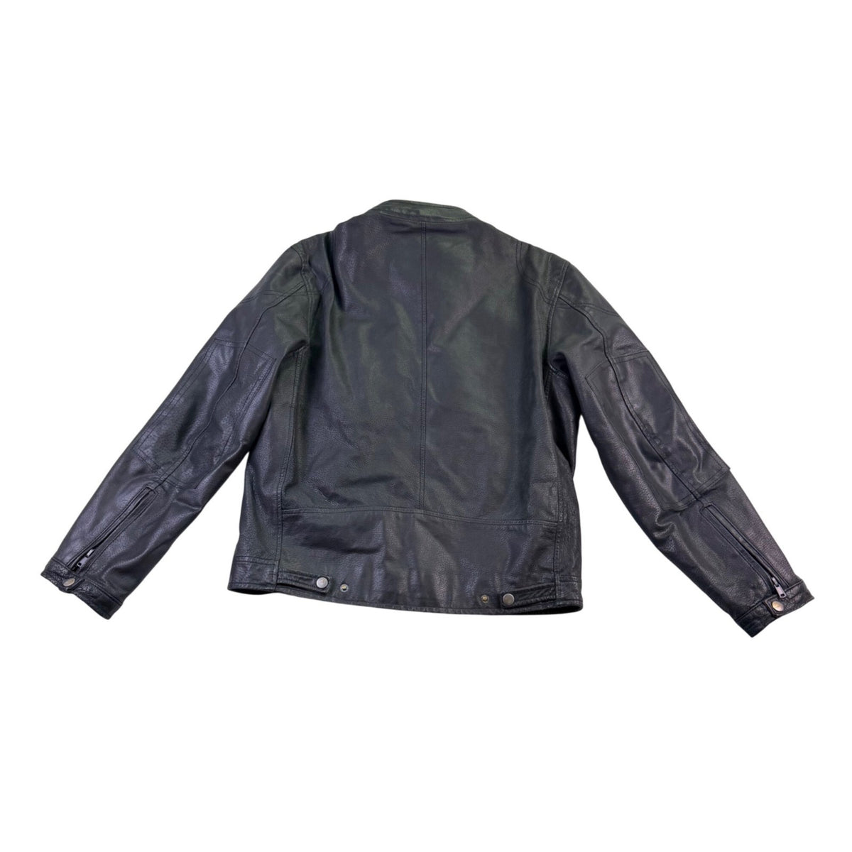 T-Traxx Mens Black Leather Jacket Zip-Up Quilted Lining Motorcycle Style Sz M