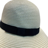 Wallabe Wide Brim Beige Straw Hat With Black Ribbon One Size