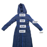 Cole Haan Womens Navy Hooded Puffer Coat Quilted Long Winter Size XS