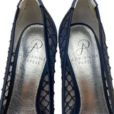 Adrianna Papell Women’s Navy Saba Mesh Rhinestoned Peep Toe Jamie Heels Size 6.5