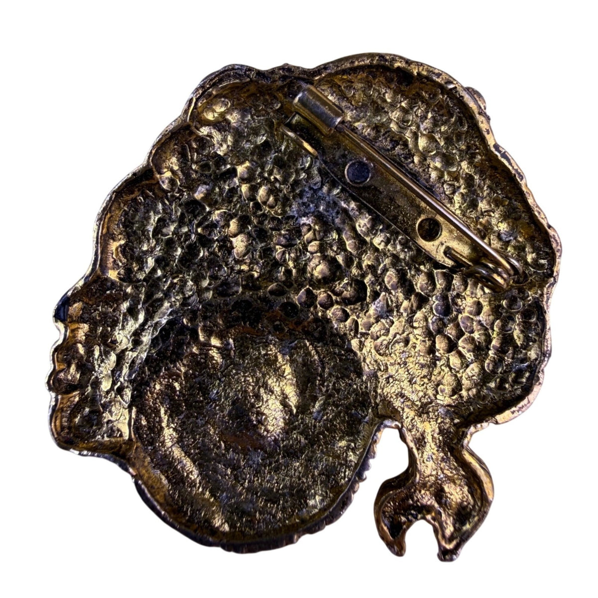 Gold Tone Womens Abstract Textured Brooch Decorative Button Face Design