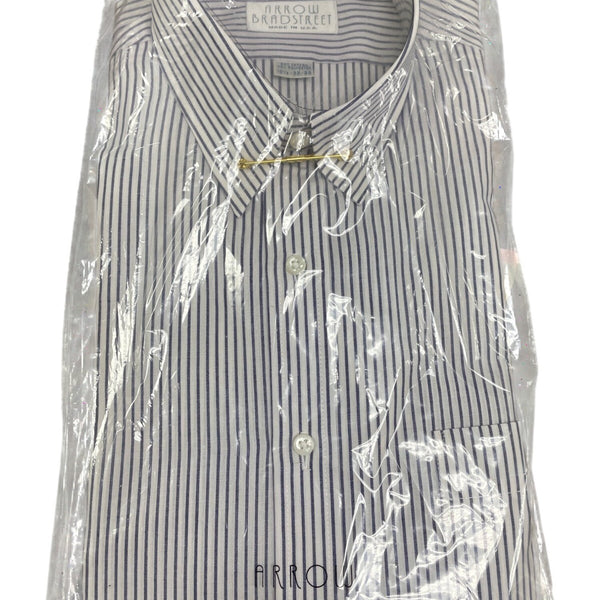 Vtg Arrow Bradstreet Mens Navy White Stripe Long Sleeve Shirt  Sz 15 1/2 - New