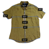 Stitch Note Mens Olive Linen Button-Up Shirt Short Sleeve Lightweight Sz S - New
