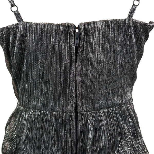 Trixxi Womens Green Metallic Layered Fit & Flare Mini Dress Sz S