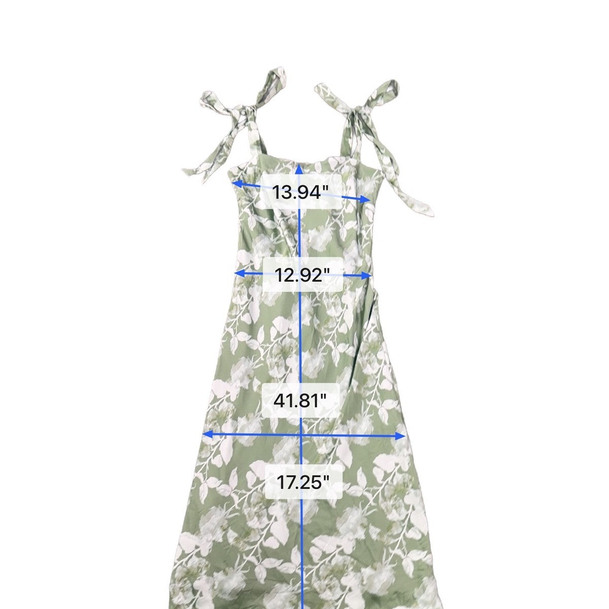 Hutch Womens Green Floral Polyester A-Line Midi Dress With Tie Straps Size 8