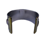 Vintage MCM Women Multi-Tone Metal Statement Cuff Bracelet Bold Mid-Century