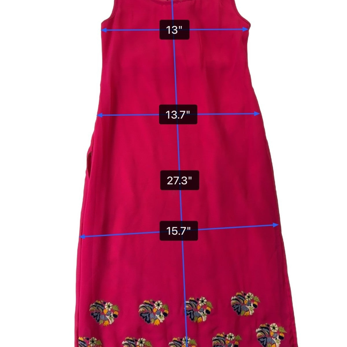Lovu Kids Girls Pink Sleeveless Embroidered Dress Floral Accents Size 28