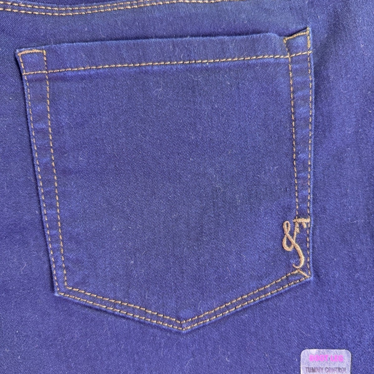Style & Co Womens Dark Wash Denim Boot Leg Pants Stretch Fit Size 14