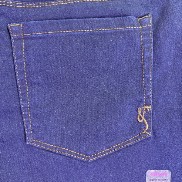 Style & Co Womens Dark Wash Denim Boot Leg Pants Stretch Fit Size 14