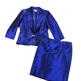 Nicolette Womens Blue Suit Set Includes Blazer & Pencil Skirt Size 12