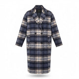 Madewell Womens Navy Wool Blend Plaid Double-Breasted Coat Size XS