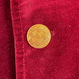 John Weitz Lord & Taylor Mens Red Velvet Luxury Blazer 2 Gold Button  Sz 41R