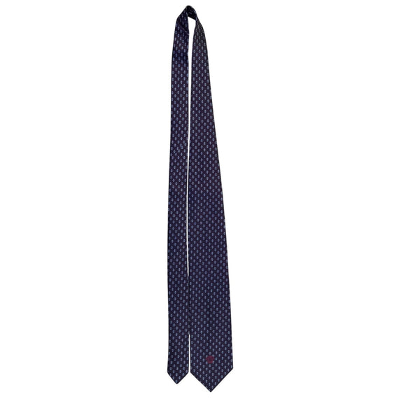Mens Purple Silk Geometric Pattern Tie With Medusa Logo