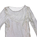 Show Me Your Mumu Womens White Mesh Iconic Long Sleeve Mini Dress Size L