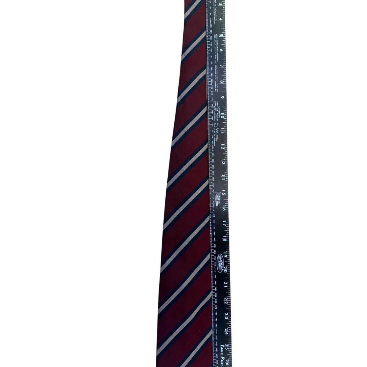 Lands End Mens Burgundy Navy & White 100% Silk Striped Tie Handsewn Classic