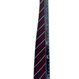 Lands End Mens Burgundy Navy & White 100% Silk Striped Tie Handsewn Classic