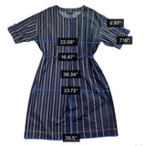 Donna Karan Womens Navy Cotton-Blend Stripe Belted Dress Size L