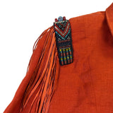 Double D Ranch Brand Womens Orange Linen Beaded Fringe Western Jacket Size M
