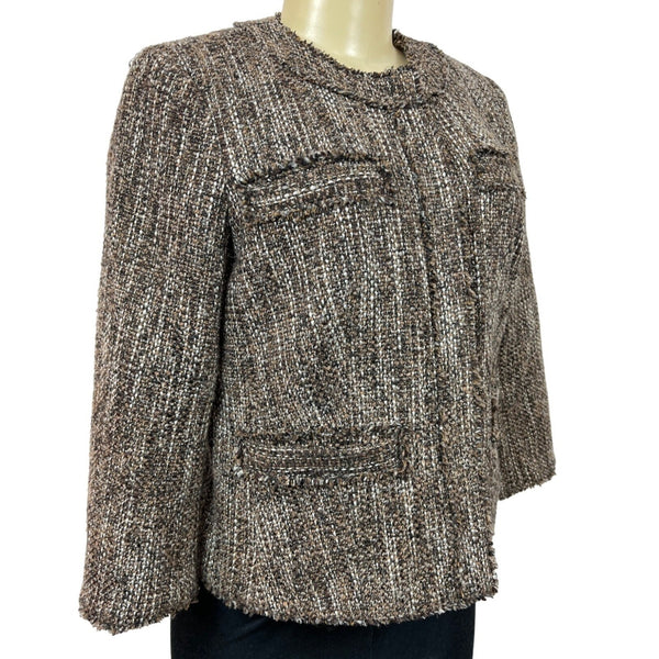Michael Kors Women's Brown Tweed Blazer Jacket Sz 8