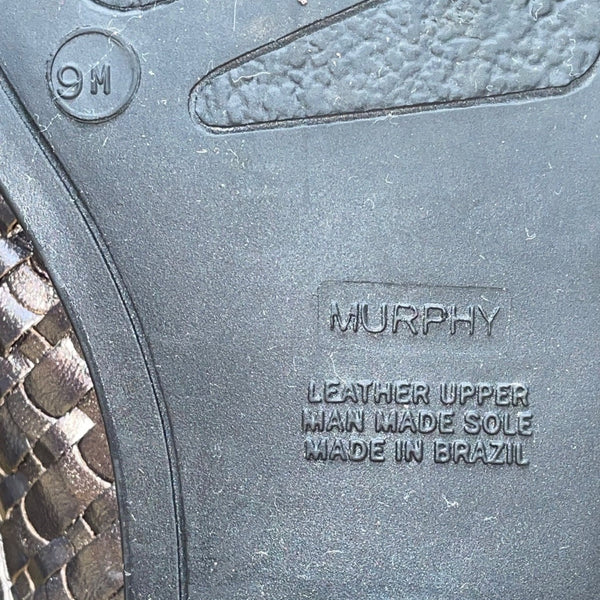 Murphy Men’s Silver Woven Leather Comfortable Handmade Slip-On Mules Size 9