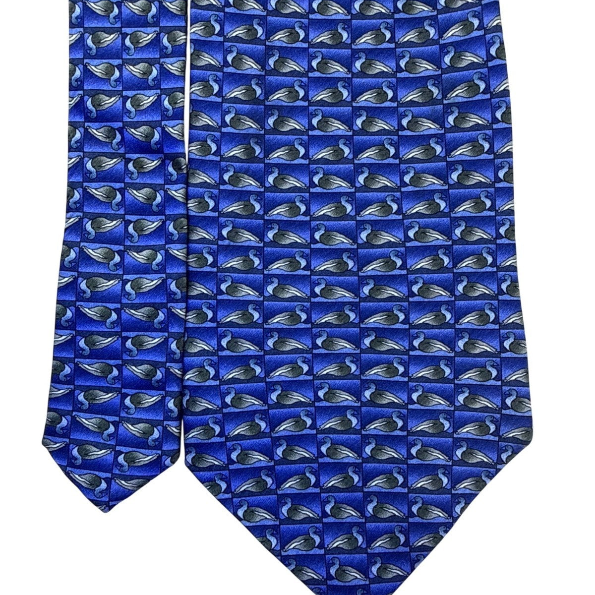 The Nature Conservancy Mens Blue Silk Duck Pattern Neck Tie Hand Made Imported