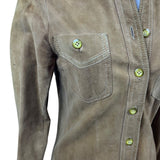 Vintage ReginaPary Womens Brown Button-Up Suede-Style Shirt Jacket