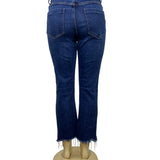 Zara Women's Navy High-Rise Cropped Bootcut Jeans With Frayed Hem Sz M