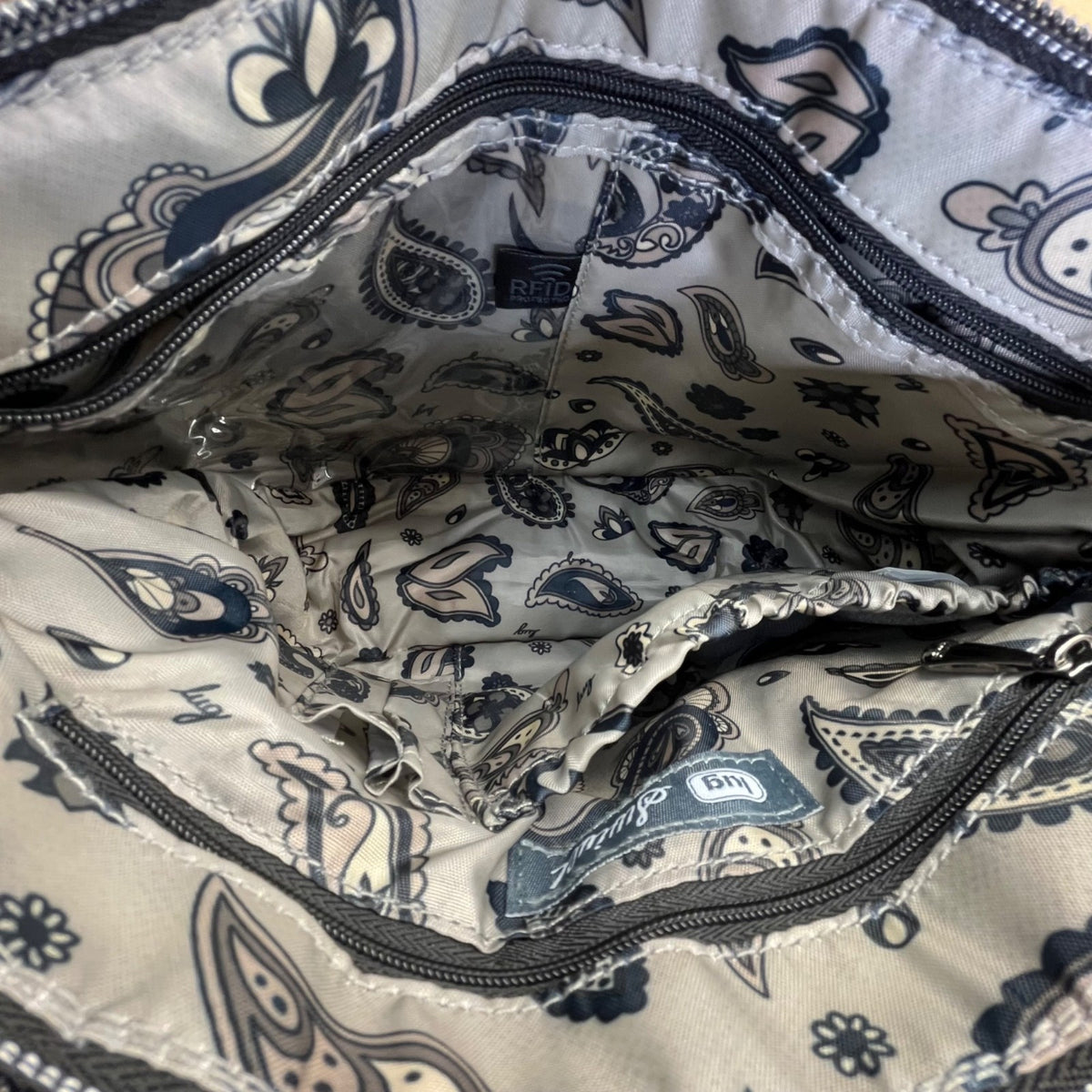 Lug Quilted Black Nylon Adjustable Strap & Zipper Pockets Swivel Crossbody Bag