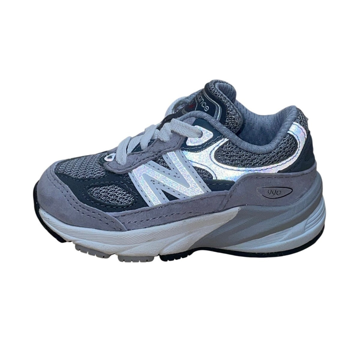 New Balance Kids Gray/White Mesh Suede 990 GL6 Athletic Running Shoes Size 4 US