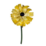 Original By Robert Womens Yellow Enamel Flower Brooch Gold Tone Dark Center