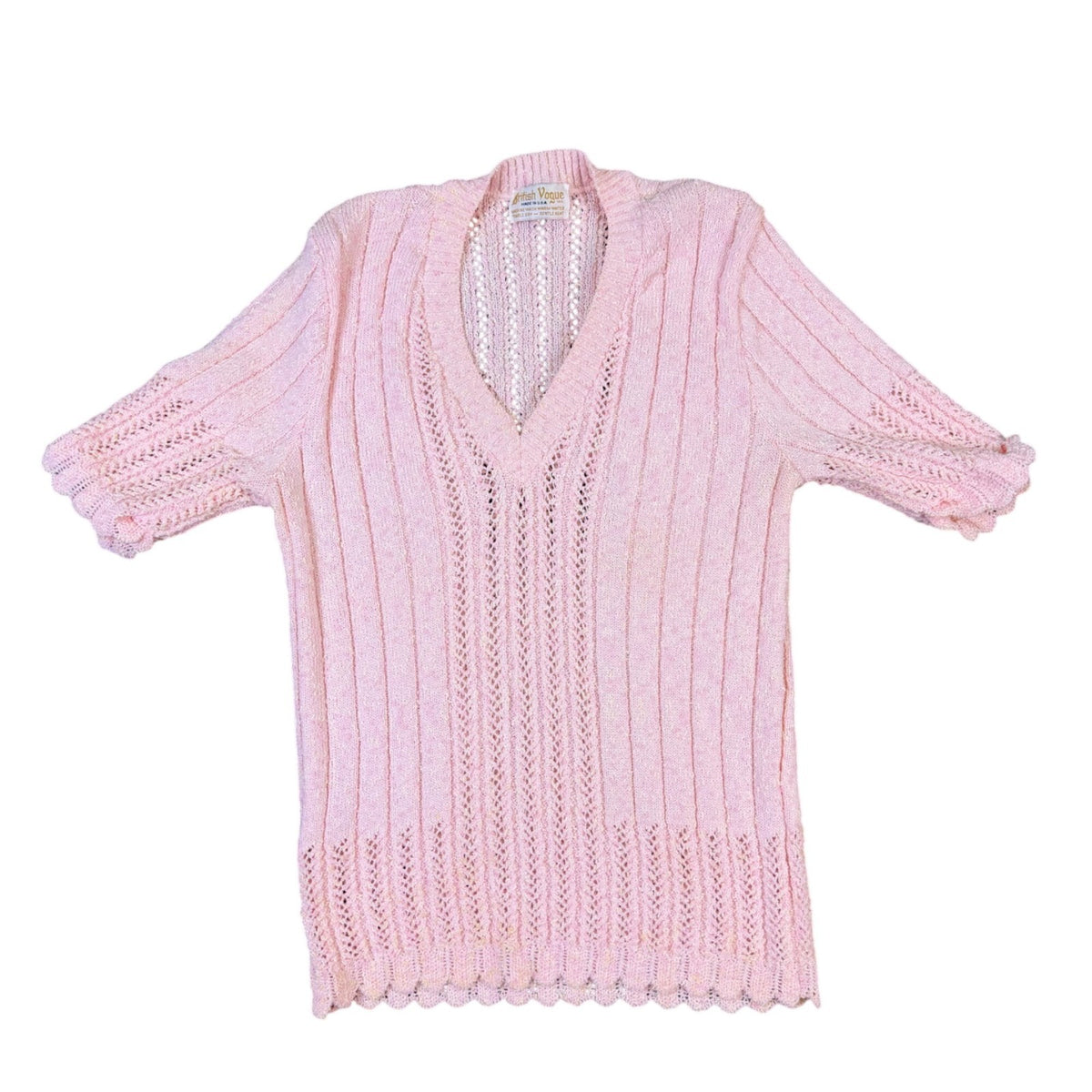 Vogue Womens Pink Knit Top & Skirt Set Soft Modest Ribbed 2-Piece Sz M