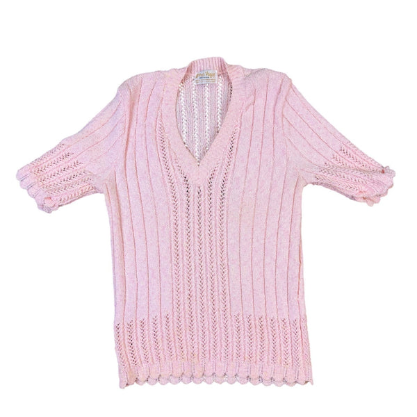 Vogue Womens Pink Knit Top & Skirt Set Soft Modest Ribbed 2-Piece Sz M