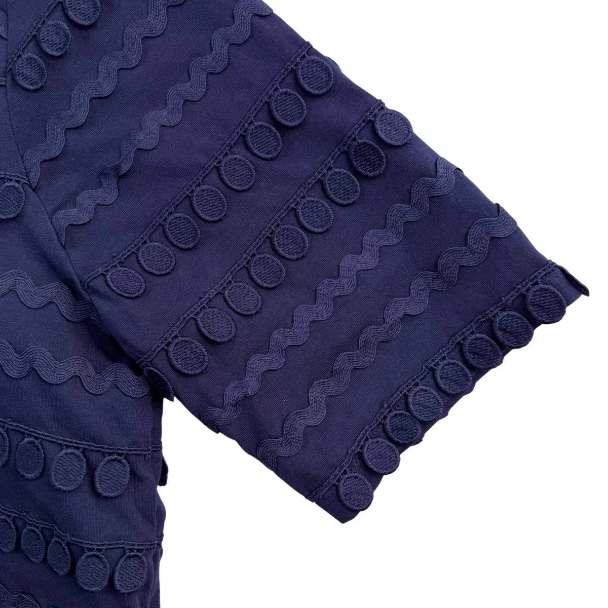Chicos Womens Navy Cotton Blend Decorative Textured Top Size 1 USA M